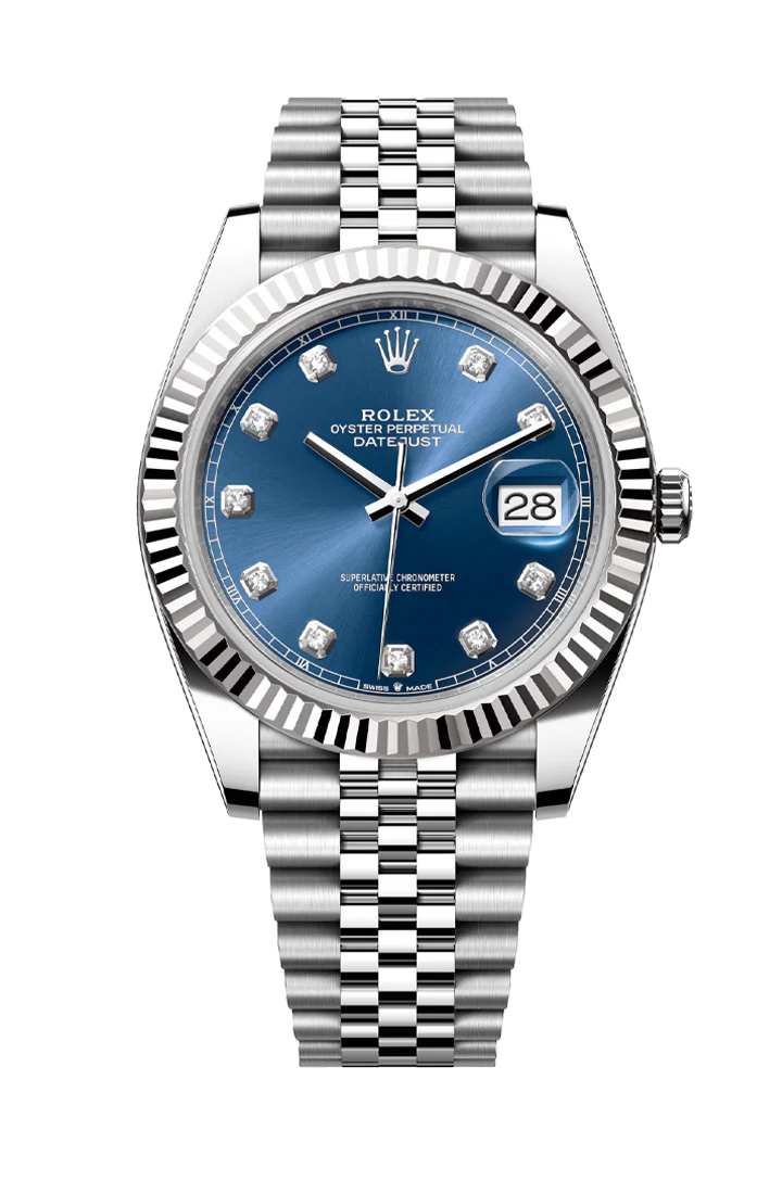 ROLEX DATEJUST 41MM BLUE DIAL JUBILEE WITH DIAMONDS