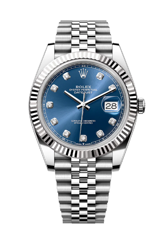 ROLEX DATEJUST 41MM BLUE DIAL JUBILEE WITH DIAMONDS